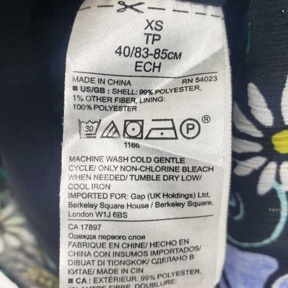 3/$25 Banana Republic Floral Print Blouse Top XS Ruffle‎ Trim Long Sleeve Black - Picture 7 of 7